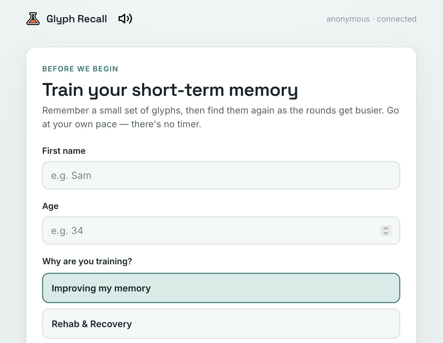 GlyphRecall Memory Training Game