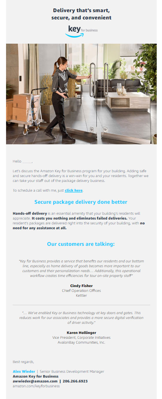 Amazon Key for Business email 2