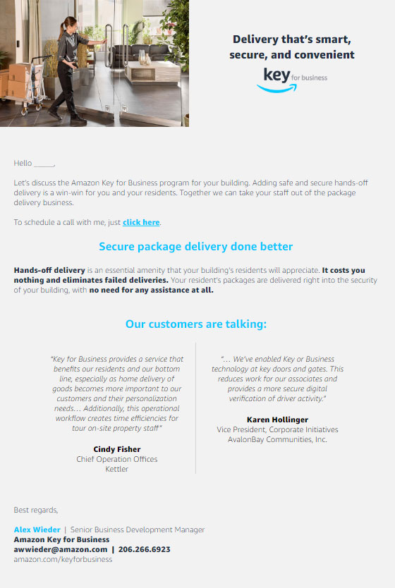 Amazon Key for Business email 3