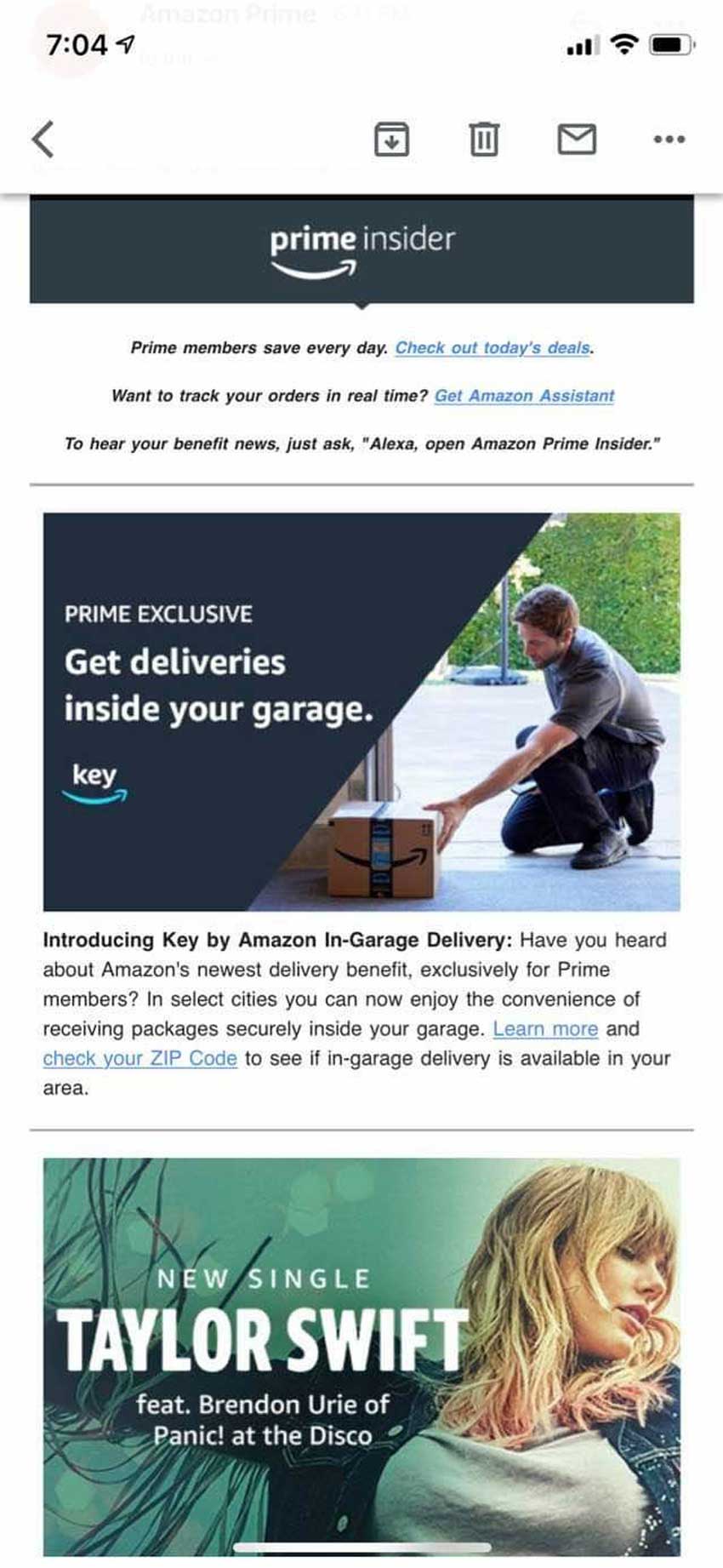 Amazon Key for Garage screenshot showing amazon.com homepage