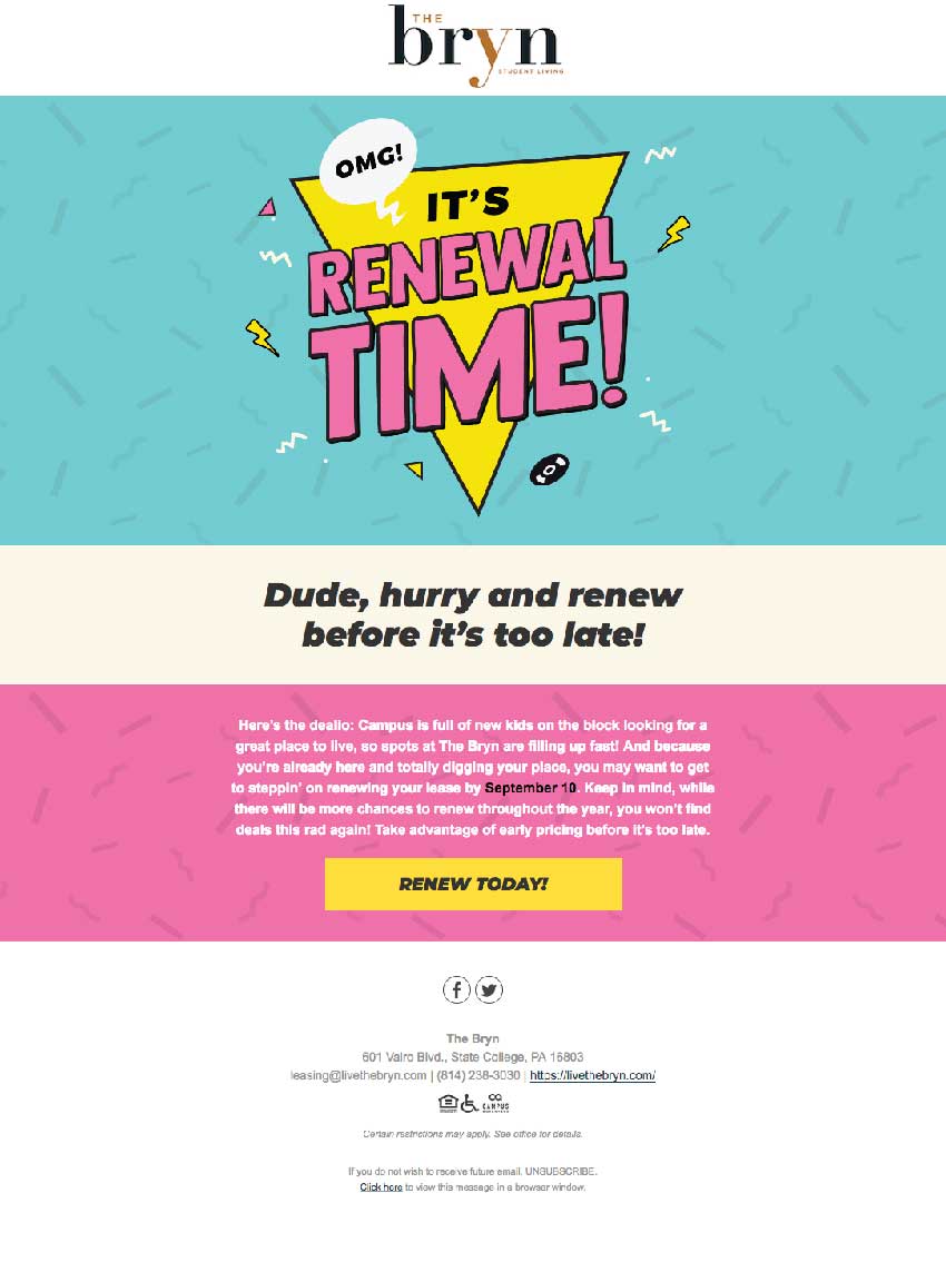 Campus Advantage Renewal Campaign for over 100 client properties