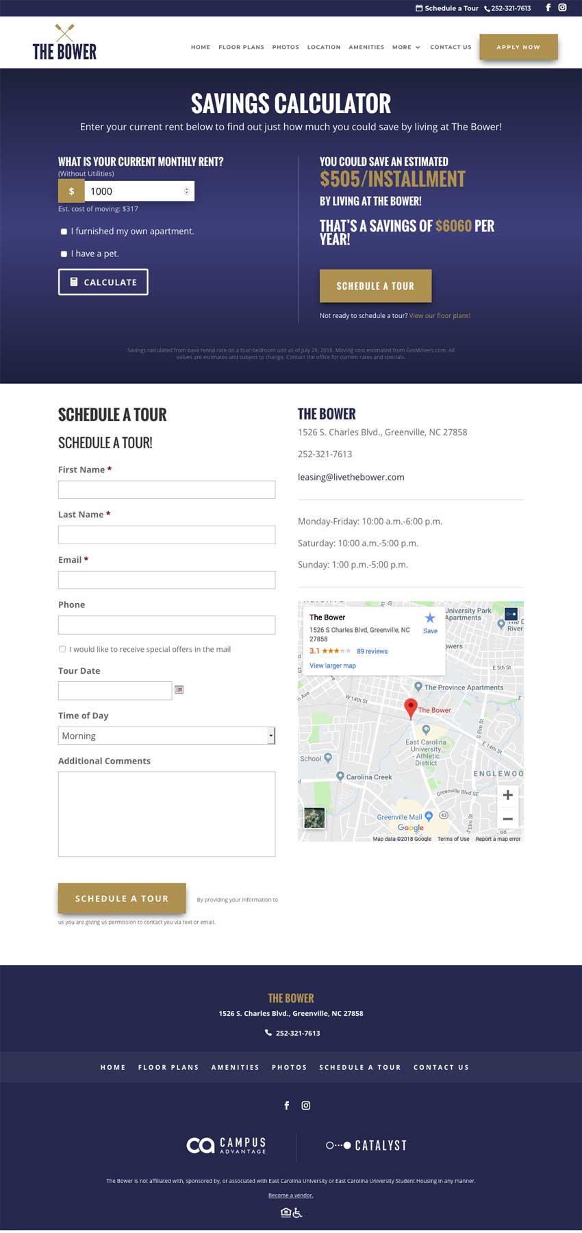 Savings calculator page