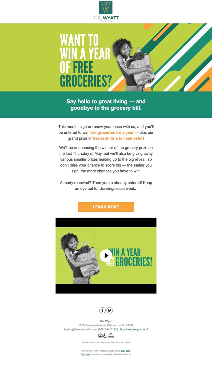 Campus Advantage Year of Free Campaign for over 100 client properties